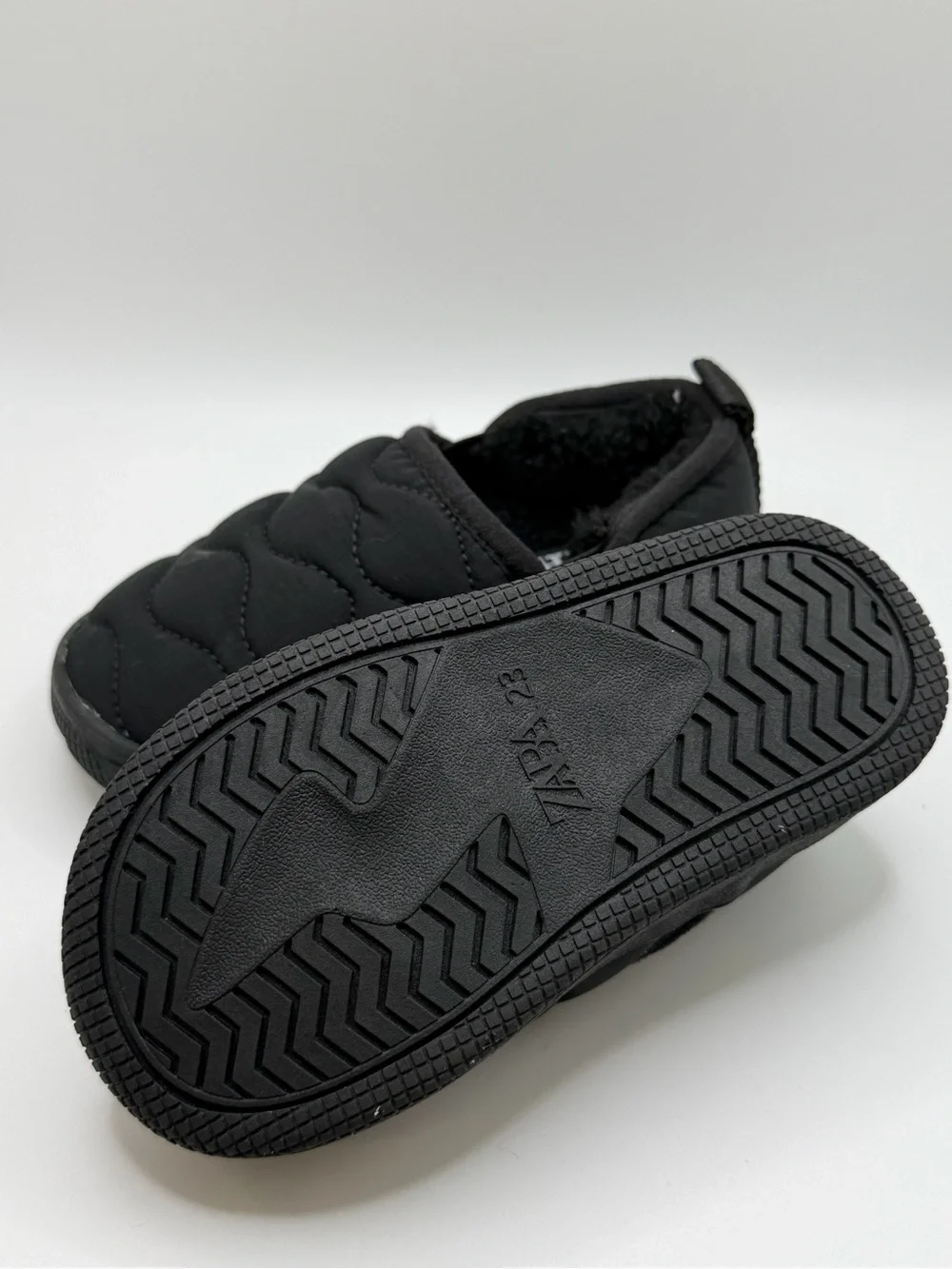 Zara Kids Quilted Slip-On Slippers - Gray